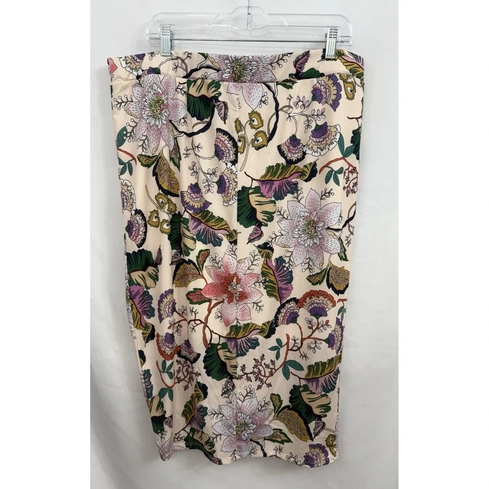 Eloquii Floral Stetch‎ Knit Floral Skirt Womens Plus Size 20 Gathered Drawstring